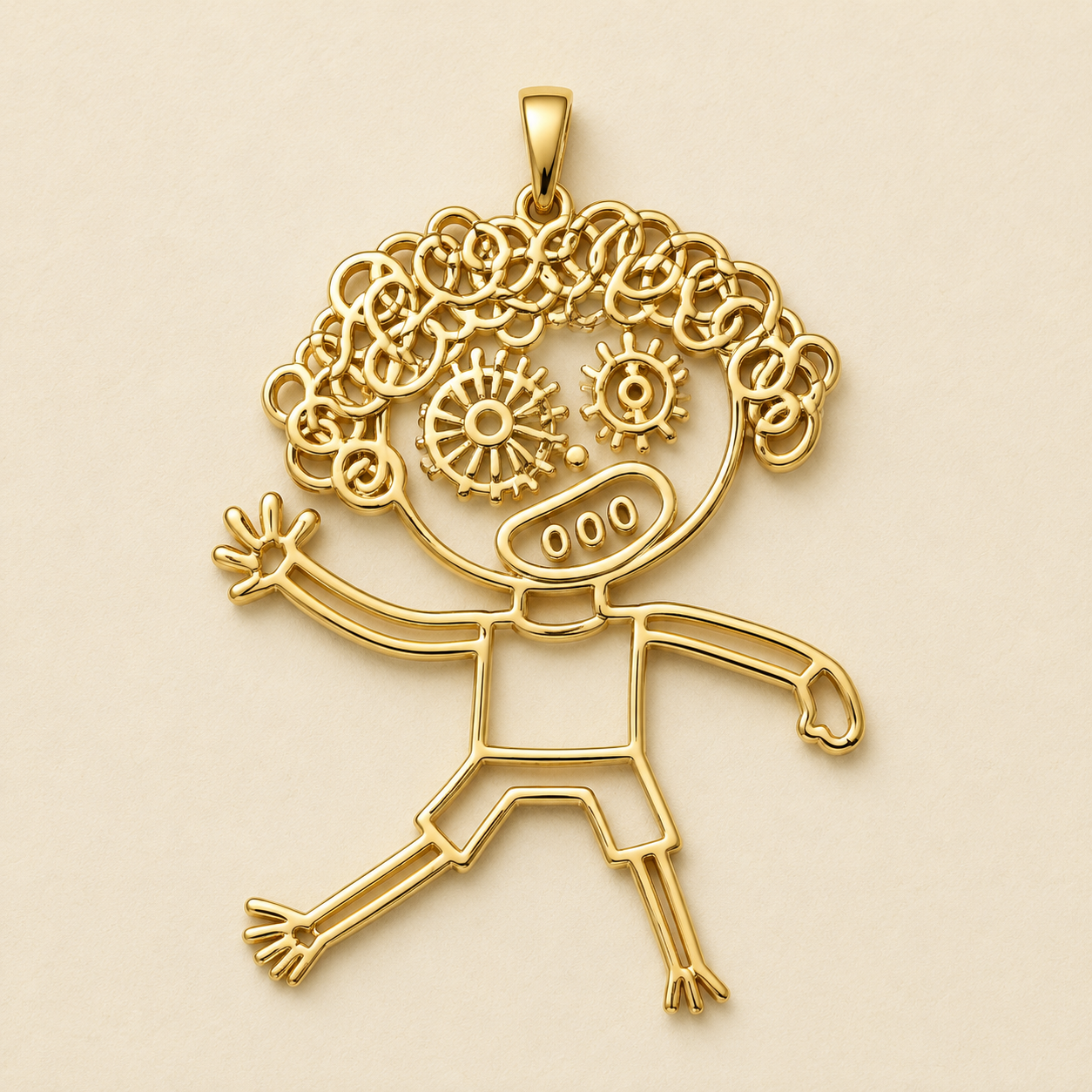 Gouden hanger naar een zelfportret van een kind