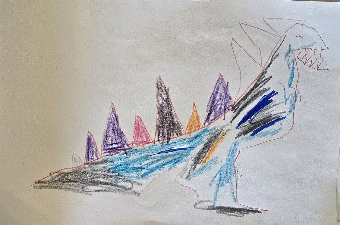 Originele tekening van De Stekeldino door Noah