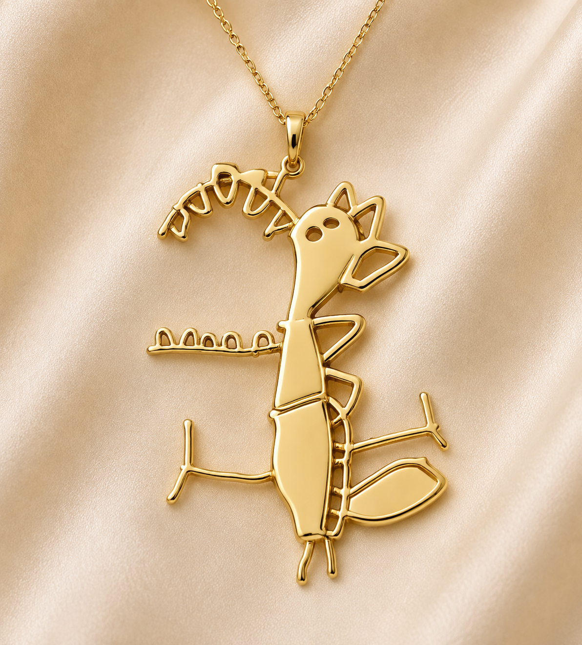 Gouden ketting met De Fantasiedino uit Noahs schetsboek