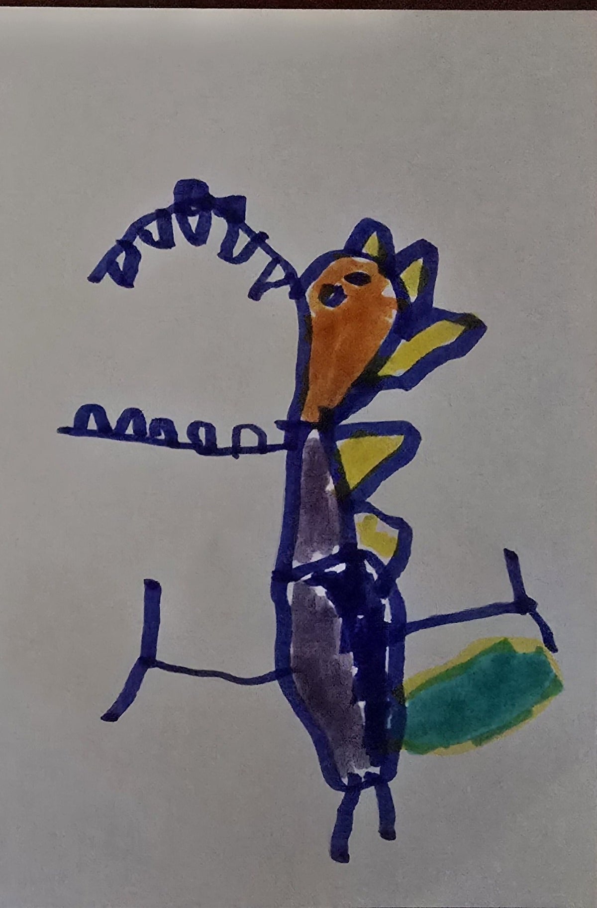 Originele kleurrijke Fantasiedino tekening van Noah
