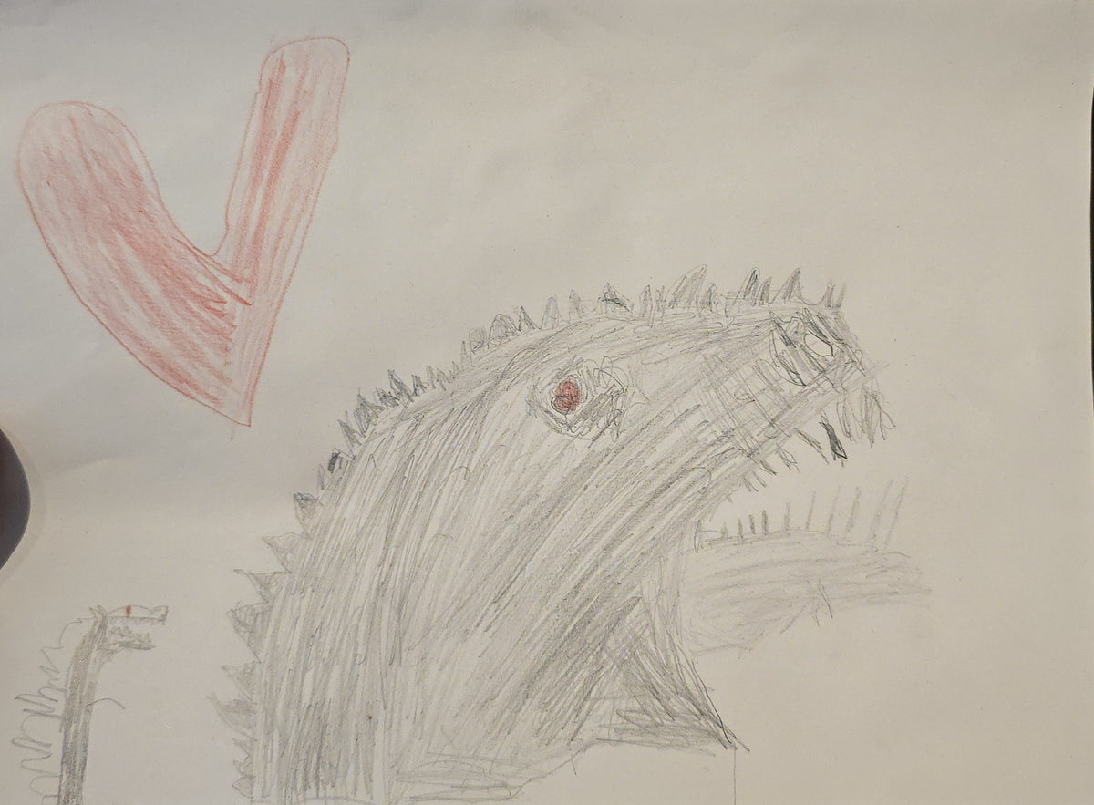 Originele Grote Dino tekening van Noah