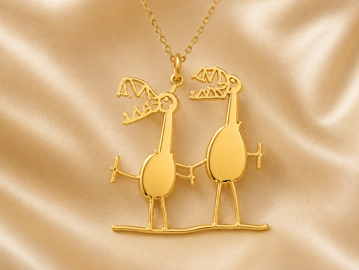 Gouden Dino Duo hanger uit Noahs schetsboek