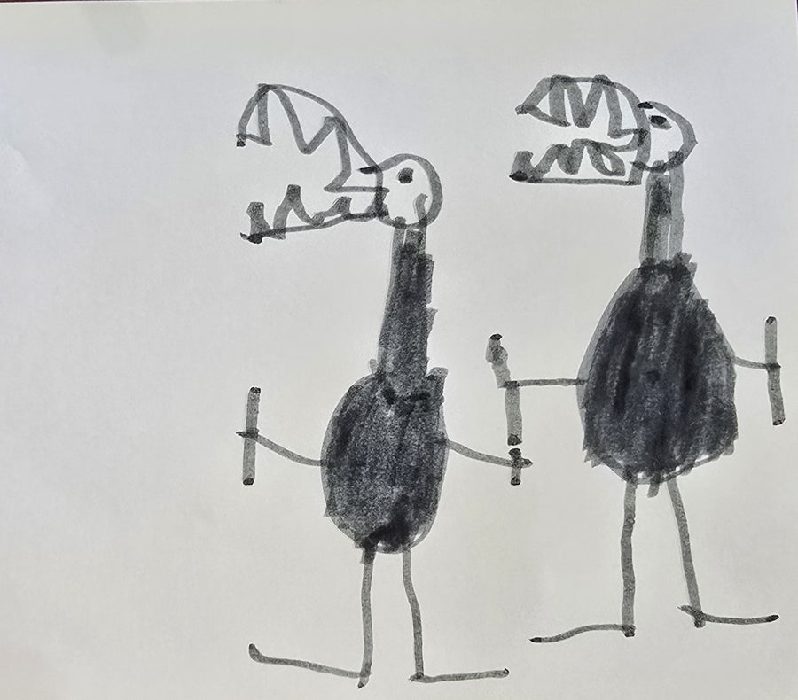 Originele tekening van Dino Duo door Noah